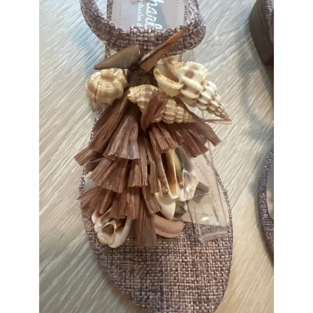 Charles by Charles David Seashell Flat Sandal Size 6M Beach Wear Wedding Coastal - Picture 3 of 5